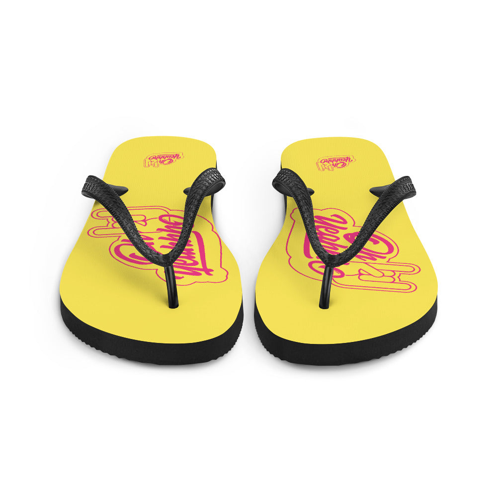 Tongs OH YEAHHH - Insigne PINK on YELLOW