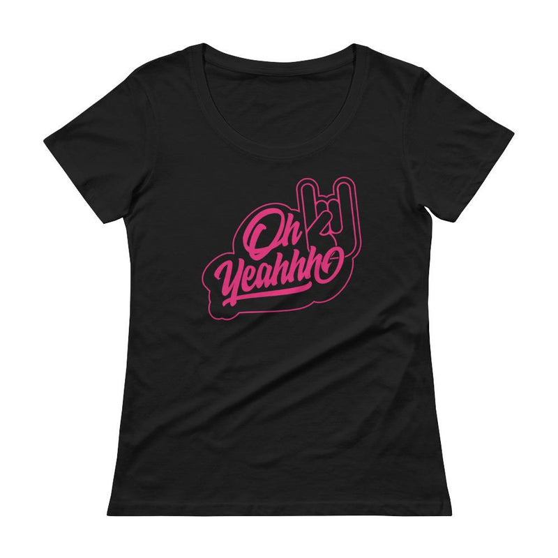 T-shirt femme rock Oh yeahhh, metal horns noir et rose 100% coton