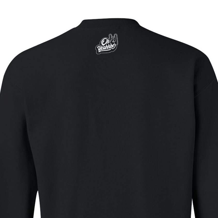 Sweat shirt noir black oh yeahhh rock homme super confort, heavy metal, devil sign, metal horns pour un look metalhead