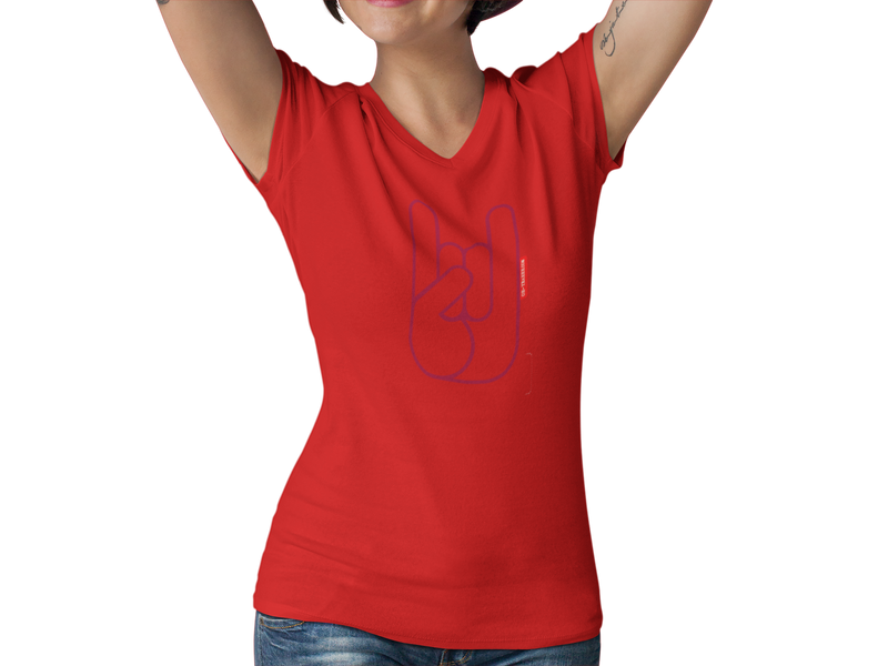 T-shirt Femme  OH YEAHHH Metal Horns Cherry