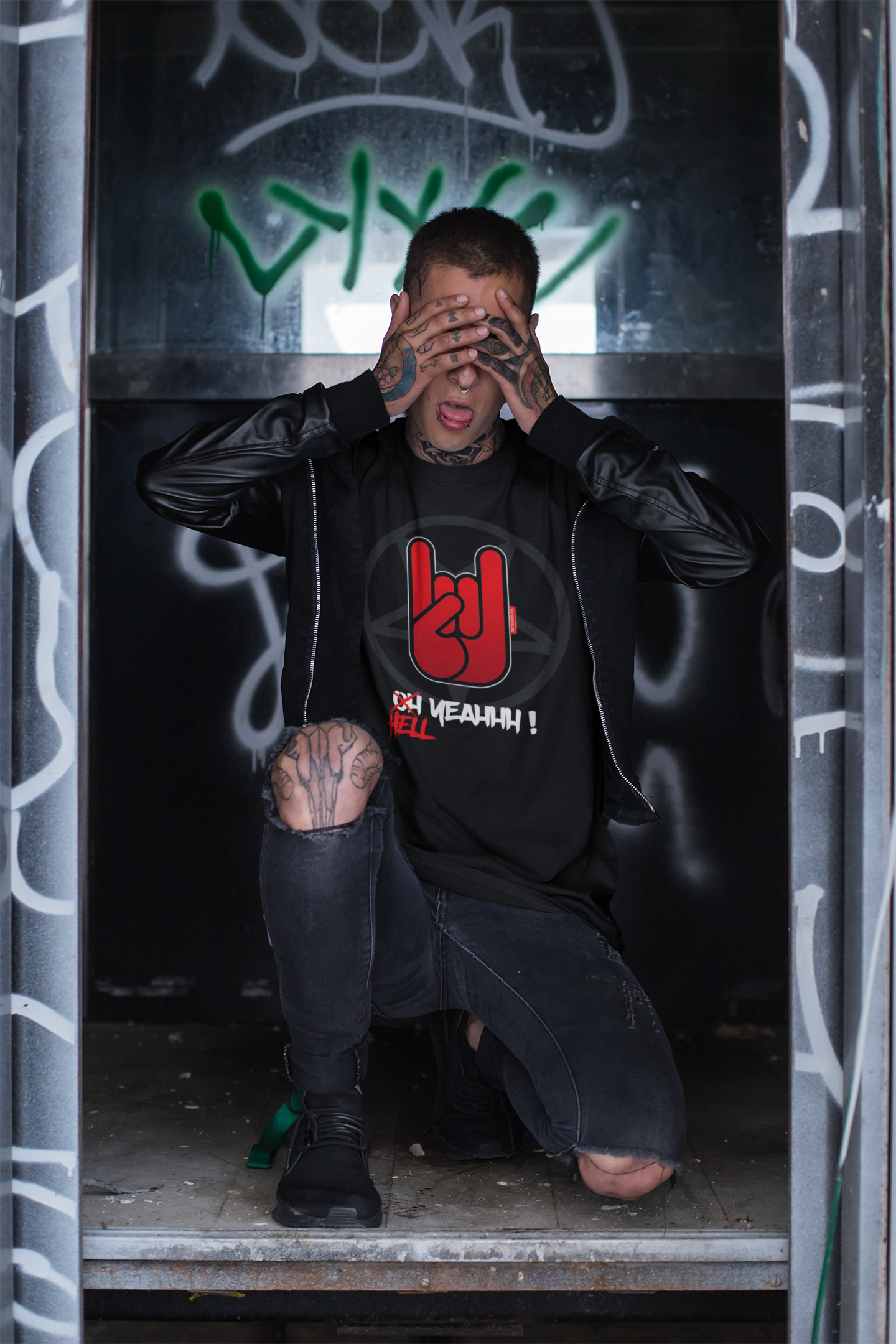 T shirt rock metal horns oh yeahhh hell yeah