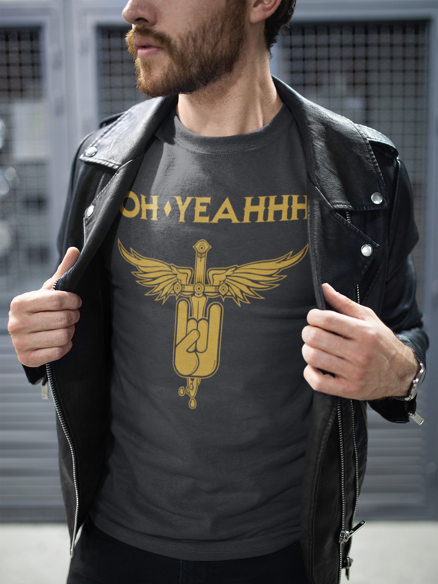 T-shirt rock metal horns oh yeahhh bon jovi