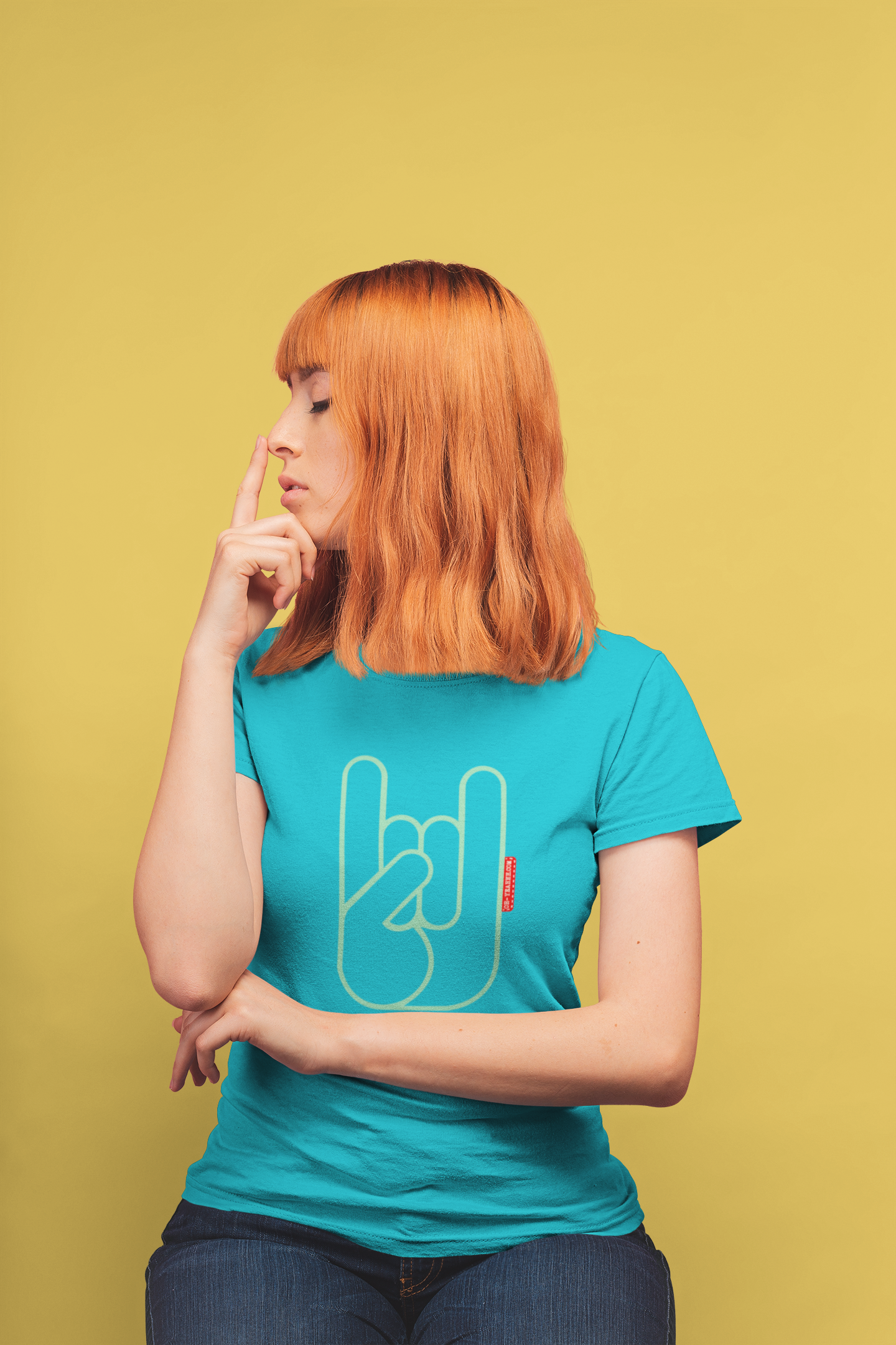T-shirt Femme OH YEAHHH Metal Horns - Turquoise