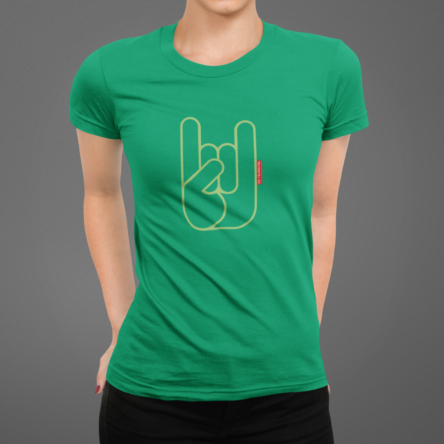 T-shirt Femme  Oh Yeahhh Metal Horns Green Power