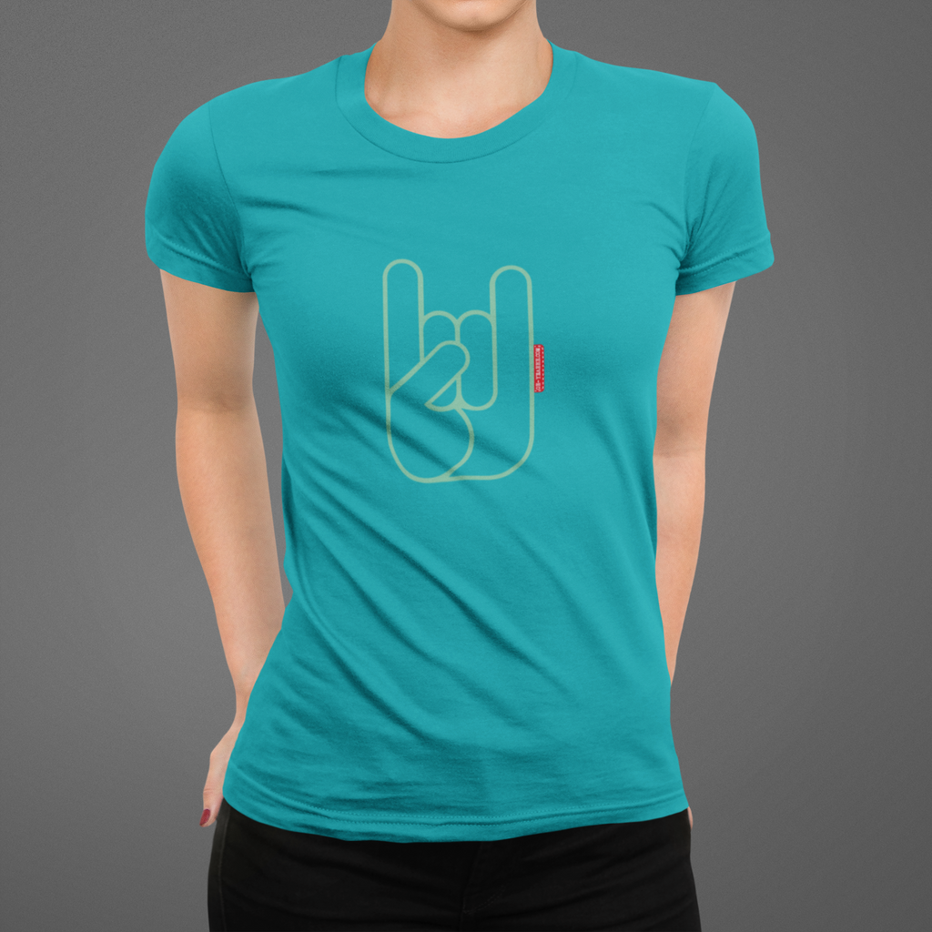 T-shirt Femme OH YEAHHH Metal Horns - Turquoise