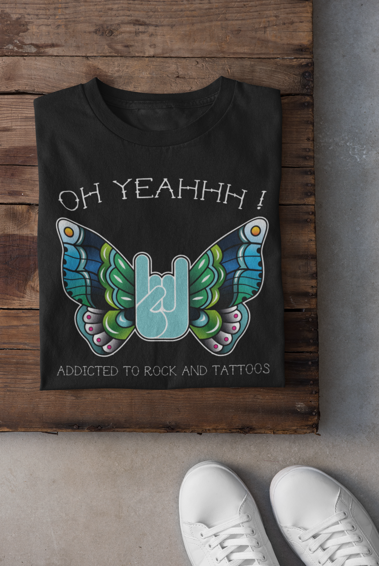 T-shirt Oh Yeahhh - Iron Butterfly Blue on Black