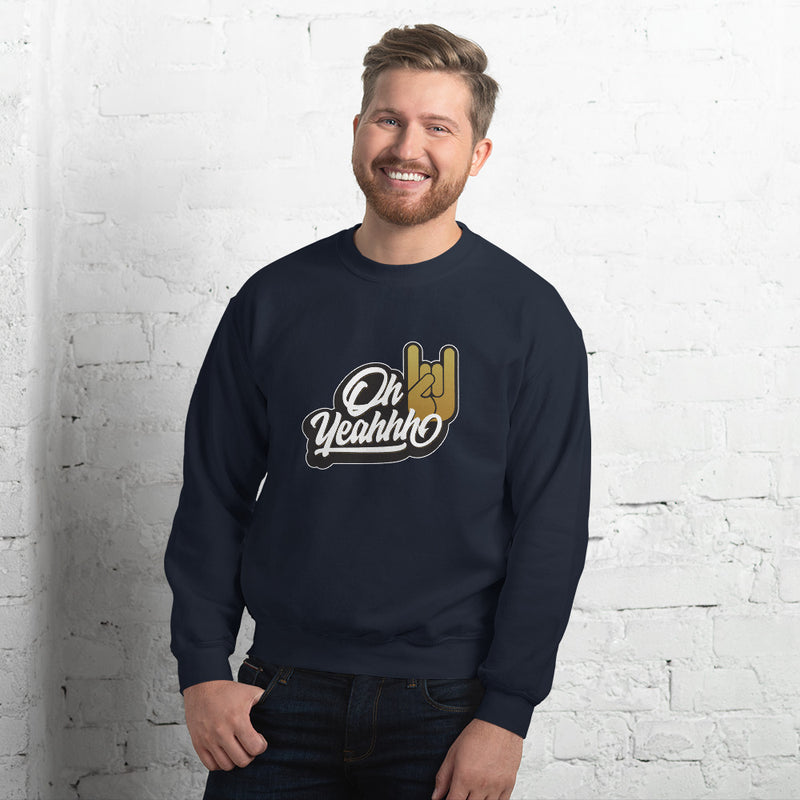 Sweat shirt navy oh yeahhh rock homme super confort, heavy metal, devil sign, metal horns pour un look metalhead