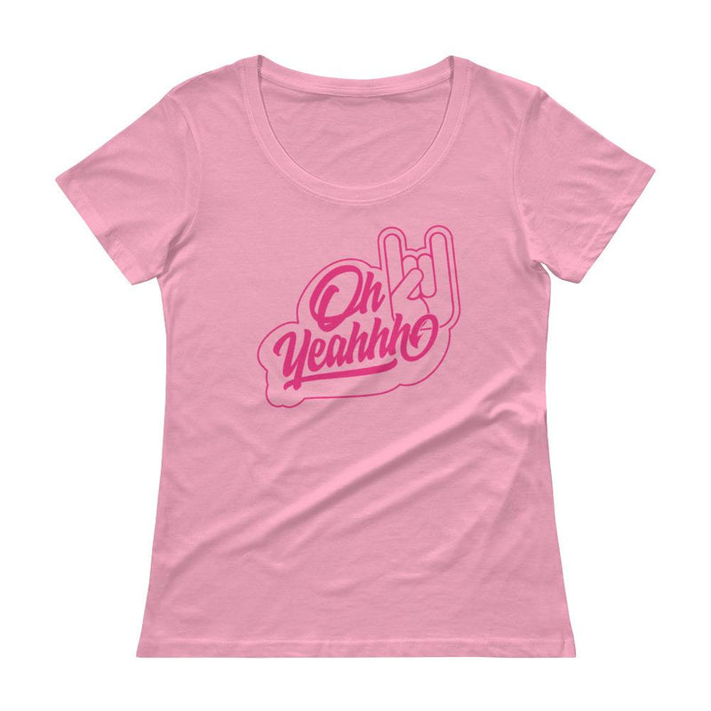 T-shirt femme rock Oh yeahhh, metal horns rose clair et rose 100% coton