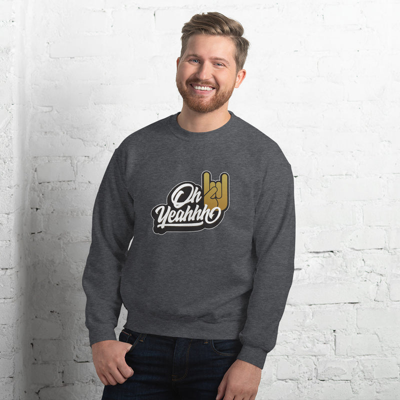 Sweat shirt dark grey, gris foncé oh yeahhh rock homme super confort, heavy metal, devil sign, metal horns pour un look metalhead