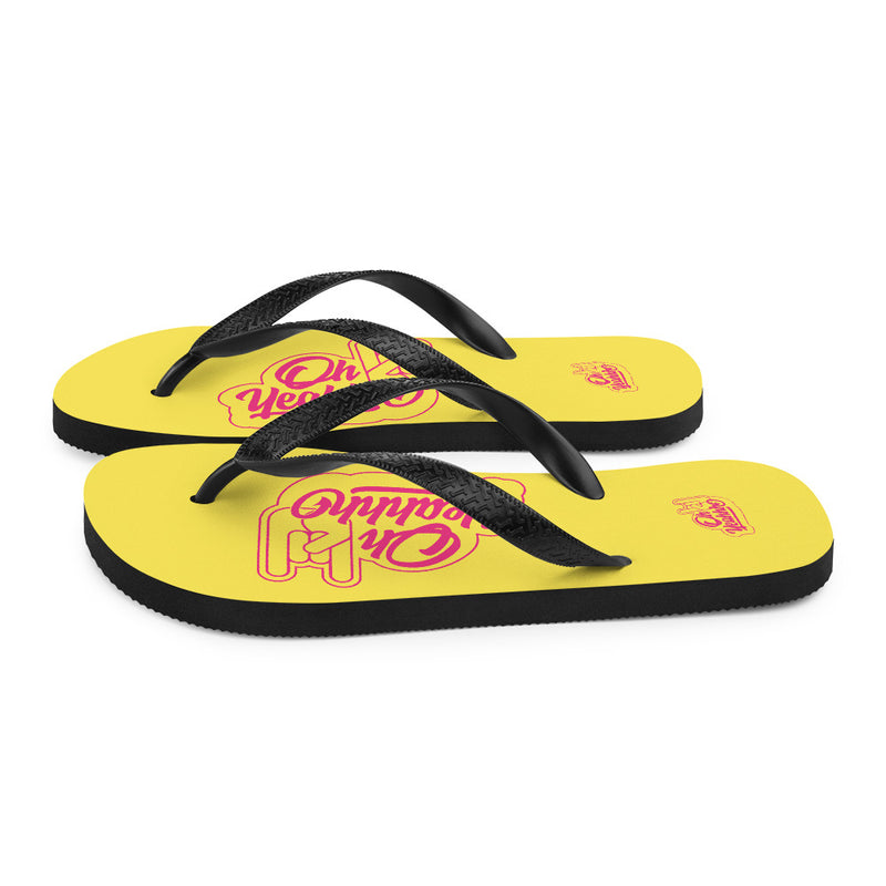 Tongs OH YEAHHH - Insigne PINK on YELLOW