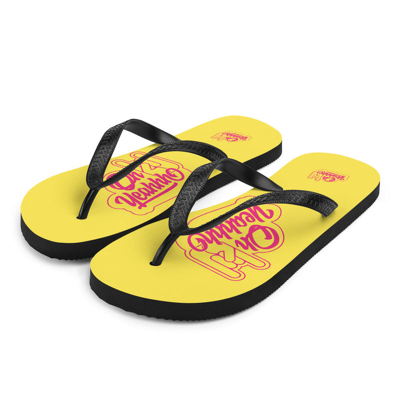 Tongs OH YEAHHH - Insigne PINK on YELLOW