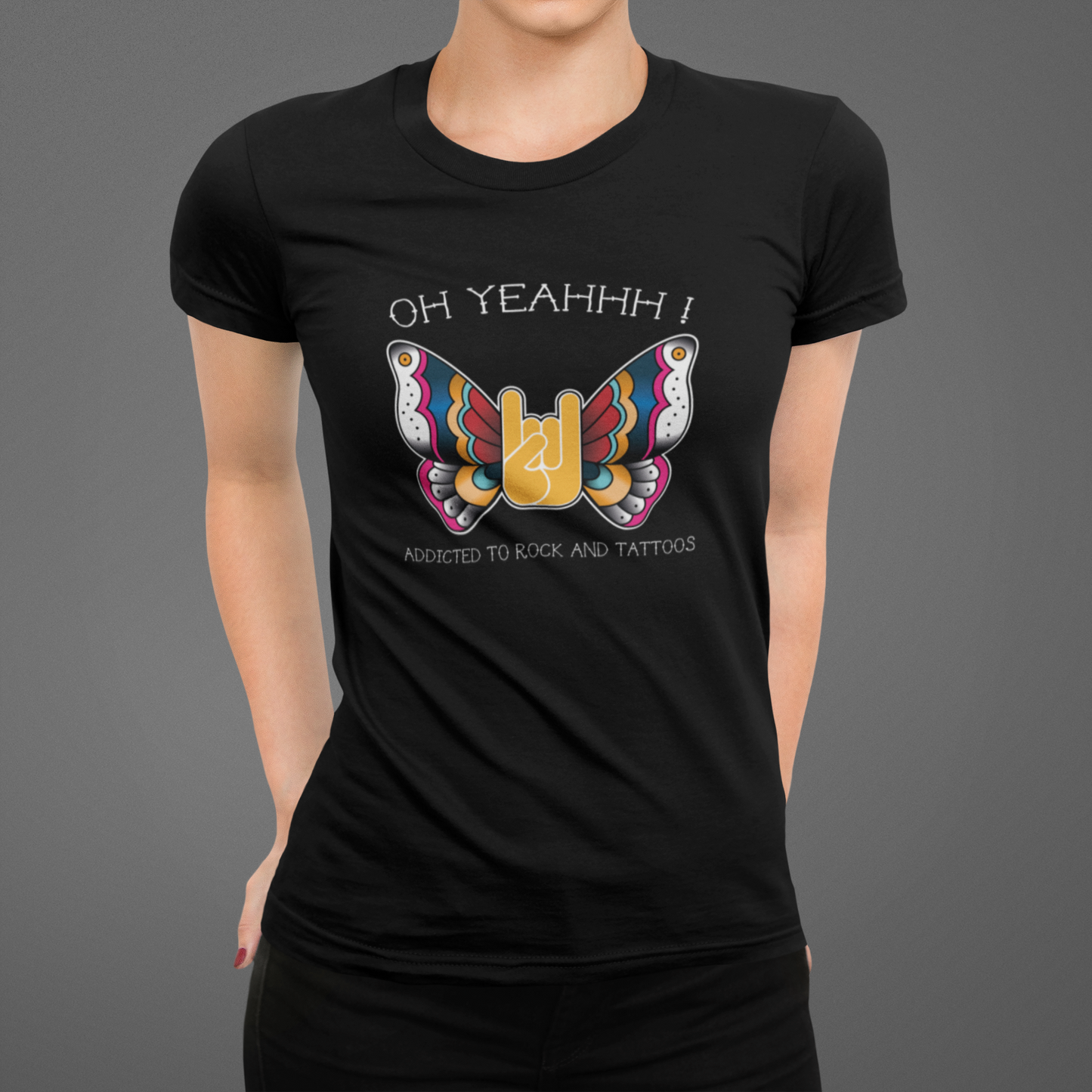 T-shirt Oh Yeahhh - Iron Butterfly Yellow on Black
