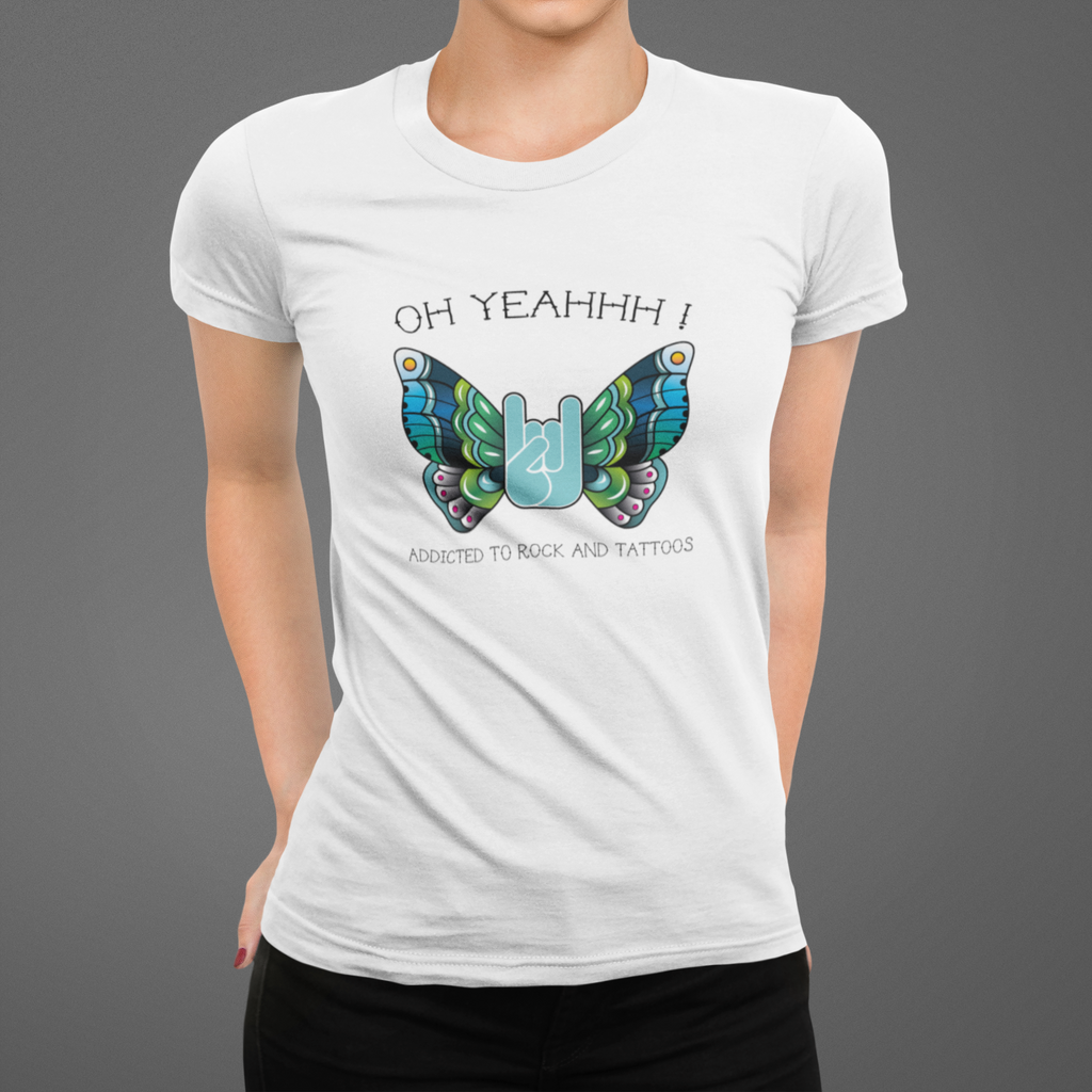 T-shirt Oh Yeahhh - Iron Butterfly Blue on white