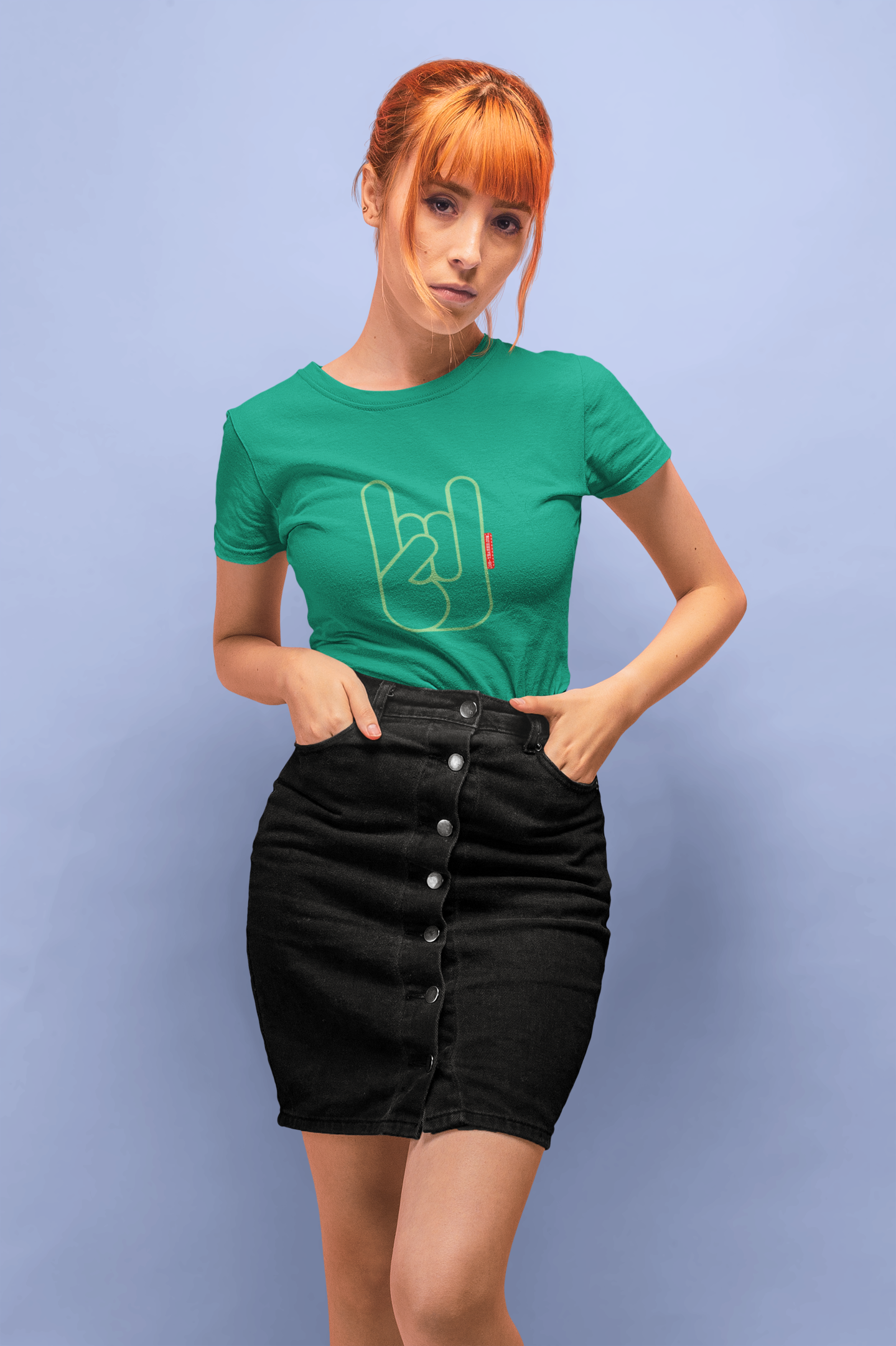 T-shirt Femme  Oh Yeahhh Metal Horns Green Power