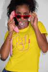 T-shirt femme Metal Horns Yellow Pink