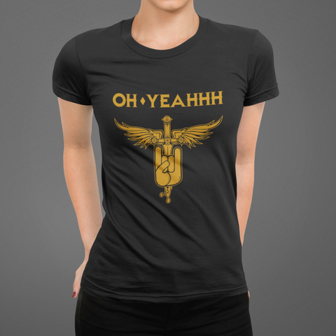 T-shirt Femme  Oh Yeahhh Metal Horns Kaki - Jaune